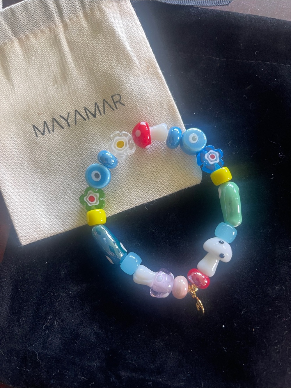 MAYAMAR Multicolor Glass Bead Charm Bracelet